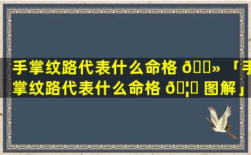 手掌纹路代表什么命格 🌻 「手掌纹路代表什么命格 🦁 图解」